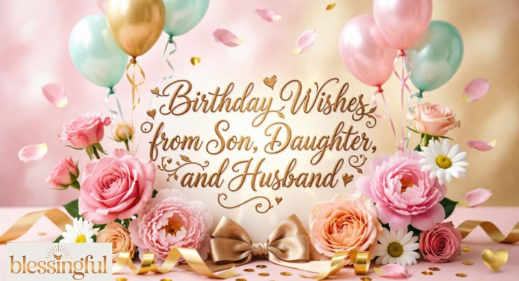 Birthday Wishes from Son, Daughter, and Husband